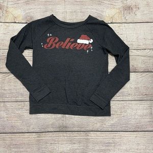 Gold Crush charcoal, grey round collar Believe Top Size Small